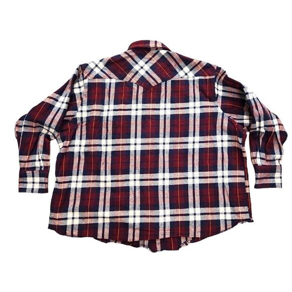 Wrangler pearl snap heavyweight double pocket mens 4X BIG plaid shirt - Picture 7 of 8